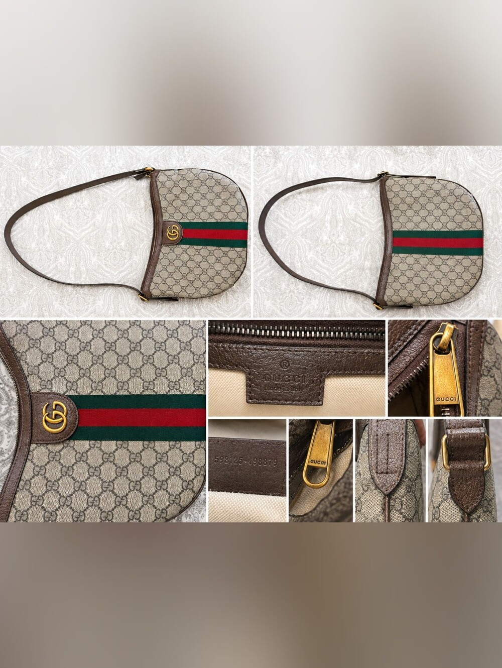 Gucci Ophidia GG Supreme Half-Moon Shoulder Bag | Style 598125